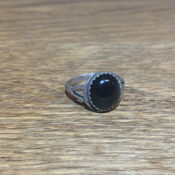 Sterling silver and obsidian ring - Picture 2 of 13